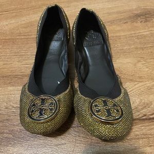Tory Burch gold flats